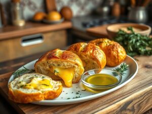 Pão de Batata Recheado com Queijo e Ervas