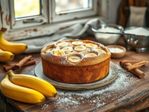 Bolo de banana com canela encantado