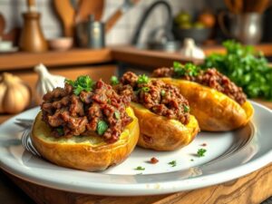 Batata Recheada com Carne Suculenta