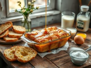 Pudim de Pão Delícia com Calda de Caramelo