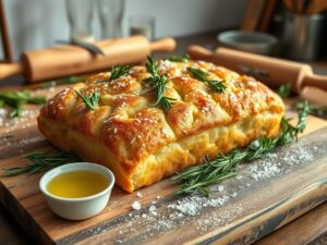 Pão de Focaccia Aromática com Alecrim e Sal Marinho