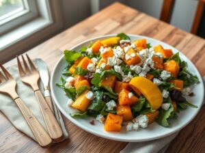 Salada de Abóbora Assada com Queijo Feta Tropical