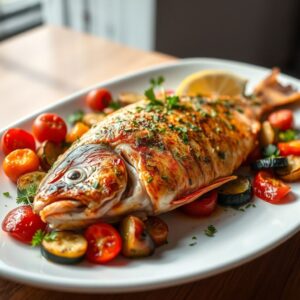 Peixe Assado com Ervas Finas Natalino