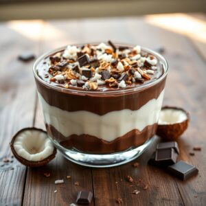 Pavê dos Sonhos: Coco com Chocolate Meio Amargo