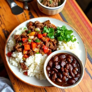 Picadinho Delícia com Arroz e Feijão