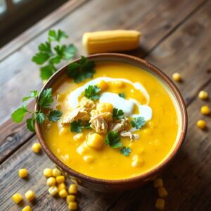 Sopa Cremosa de Milho Verde com Frango