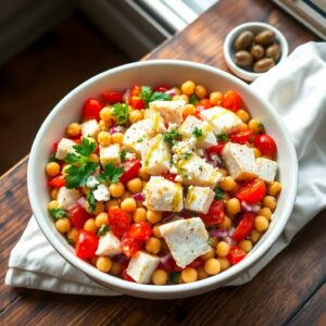 Salada Mediterrânea de Bacalhau com Grão-de-Bico